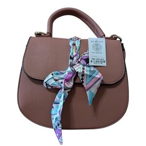 AR NEW YORK WOMEN'S DARK PINK SCARF FLAP CROSSBODY BAG